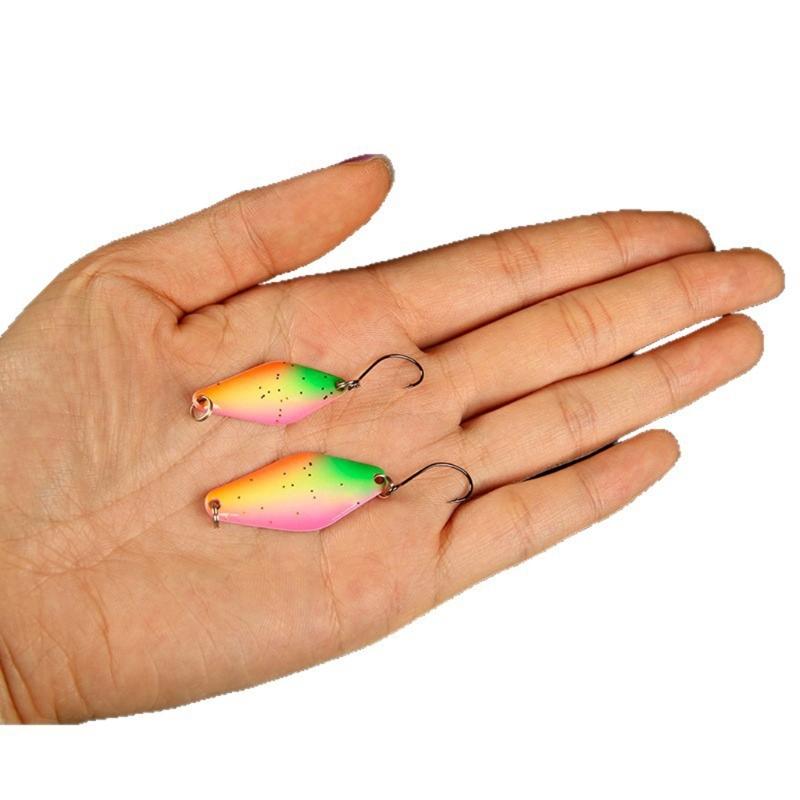 5pcs Glow Spinner Baits Rhombus Spoon Lures Double Side Painting Copper Spoon Fishing Lures Fishing Tackle