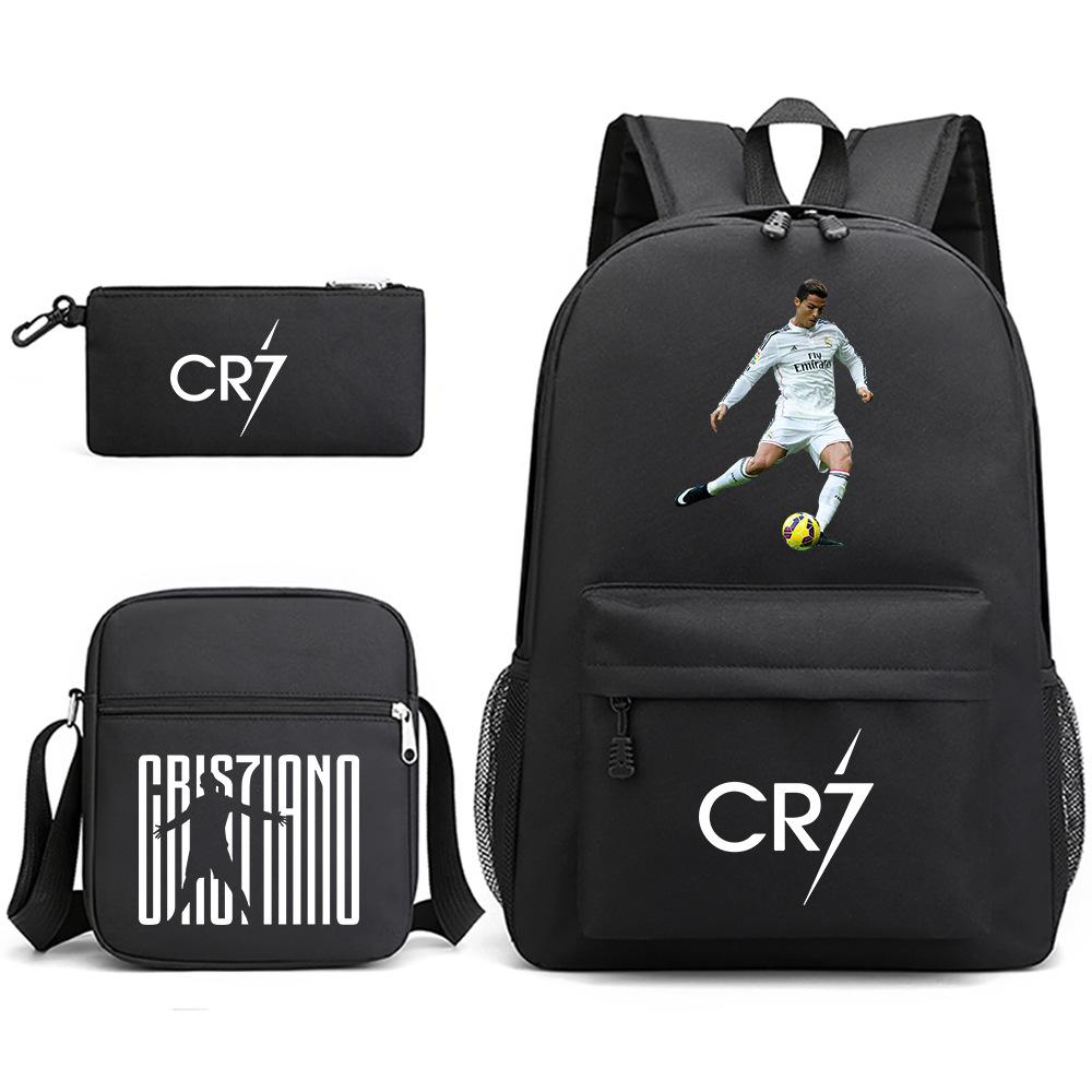 3 Piece School Backpack Set for Students Large Capacity Oxford Cloth Schoolbag with Shoulder Strap and Pencil Case