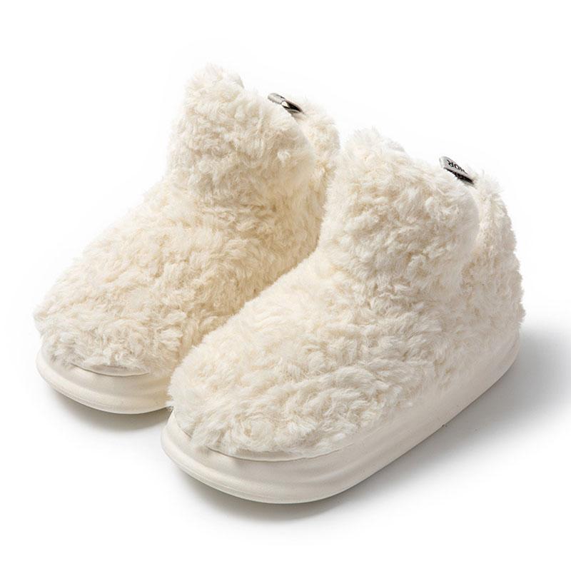 Zimní jehněčí vlna Bavlněné pantofle Nové nadýchané plyšové pantofle Kožešina Ploché boty Outdoor Dámské Bavlněné boty Silná podrážka Teplý fleece Domů