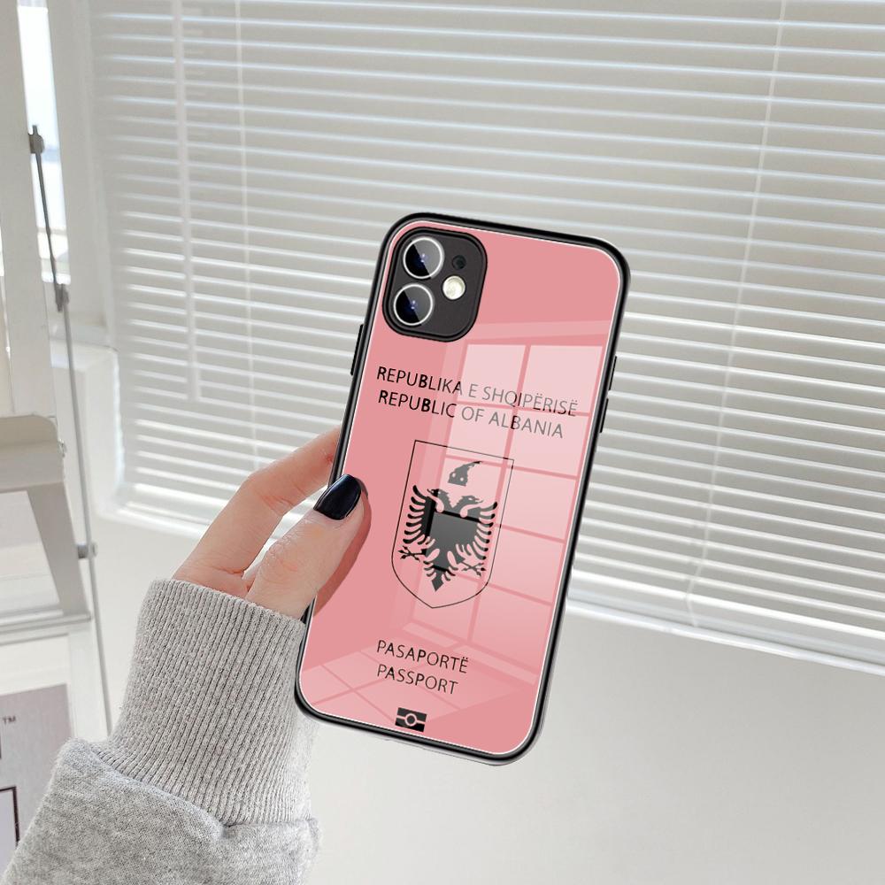 Per IPhone Albania Cassa Del Telefono Del Passaporto di Vetro Temperato 15 14 13 11 12 14 Pro XR XS MAX 8X7 Plus SE 13 14 Pro Mini Coperture