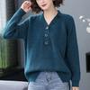 Sweater Women's Pullover Knitwear V-neck Korean Solid Color Loose Casual Top Trending Sweater Autumn and Winter Tops Lady Style