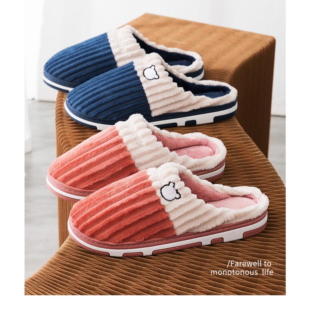 Autumn and Winter Couple Cotton Slippers for Female Home Use, Indoor Postpartum Warmth, Anti Slip Plush Home Furnishings, Cotton Slippers