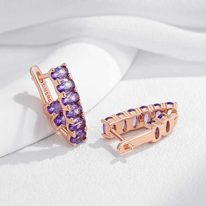 Glänzende Lila Natürliche Zirkon Tropfenohrringe Für Frauen Trend Roségold Farbe Braut Hochzeit Feiner Schmuck Kristall Geschenk