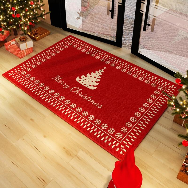 VIKAMA Christmas Durable Anti-Slip Floor Mat for Bedroom, Living Room, Entrance Door - Washable, Non-Greasy, Home Decoration
