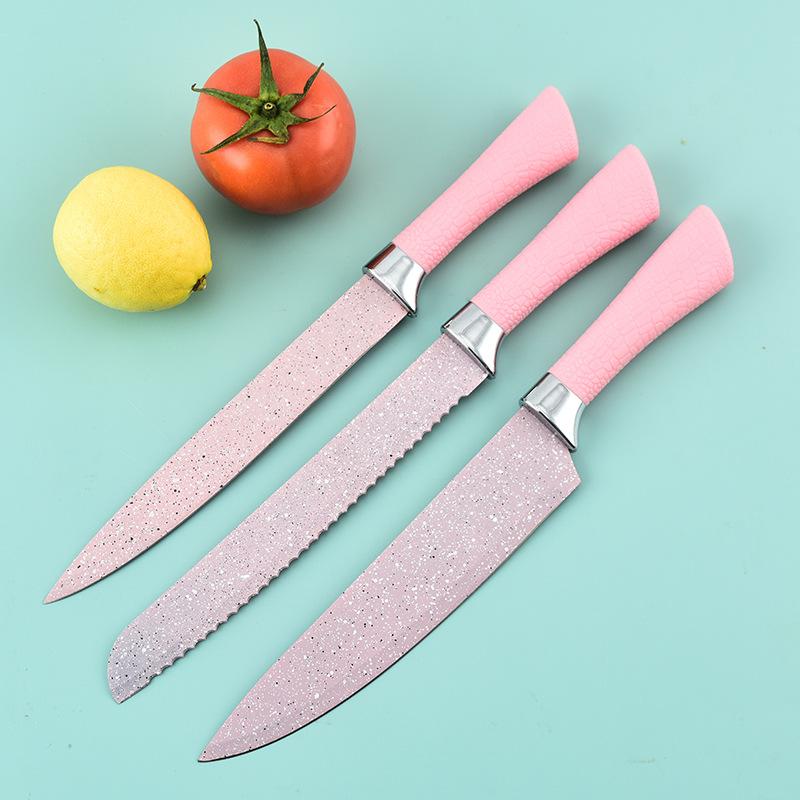 Pink Six Piece Stainless Steel Kitchen Knife Set Color Gift Box Set Knife