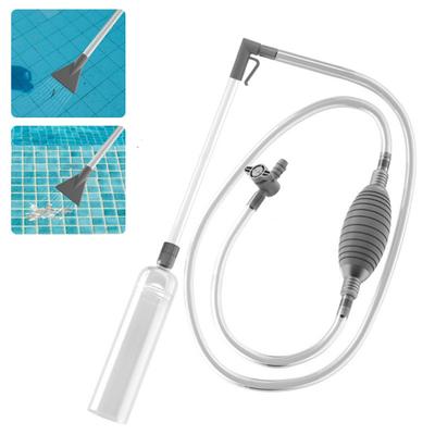 Swimming Pool Vacuum Cleaner with 2 Nozzle Adapters Clear Siphon Hose Adjustable Valve Detachable Fish Tank