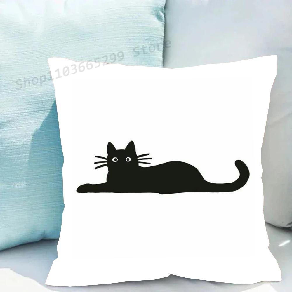 1 Stück Schwarze Katze Kissenbezug Quadratisch Schlafzimmer Sofa Freizeit Komfort Kissen Auto Wohnzimmer Heimdekoration