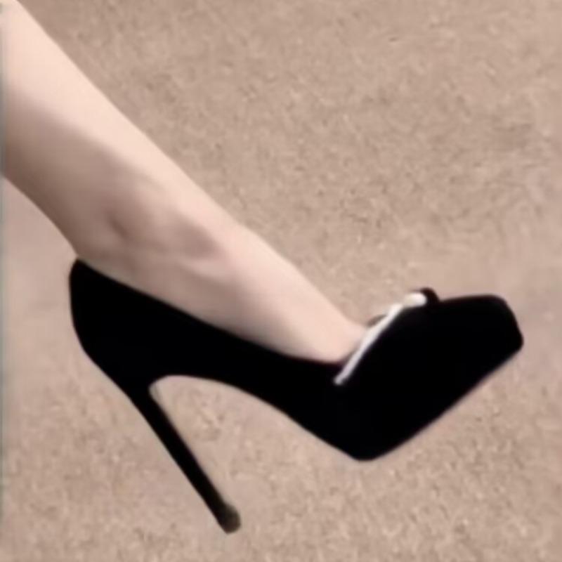 Fashion Women's Slim Heel Shoes Spring New Pointed Head Shallow Mouth Beaded Thick Soles Anti-slip Wear-resistant High Heels