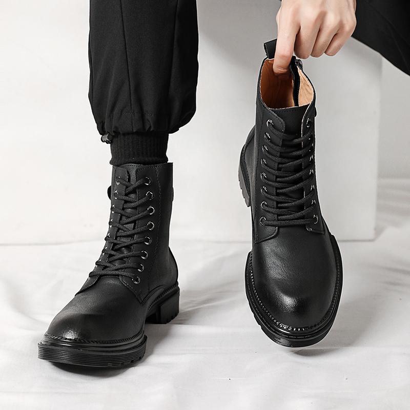 Brand Leather Men Ankle Boots Outdoor Fall Winter Mens Casual Shoes Designer Luxury Male Warm Work Boots Classic Handmade Boots