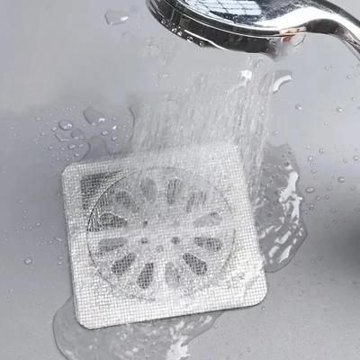 10 PIÈCES Attrape-cheveux adhésif pour évacuation, Autocollant en maille jetable pour évier de salle de bain, douche, sol, Anti-colmatage, Passoire étanche