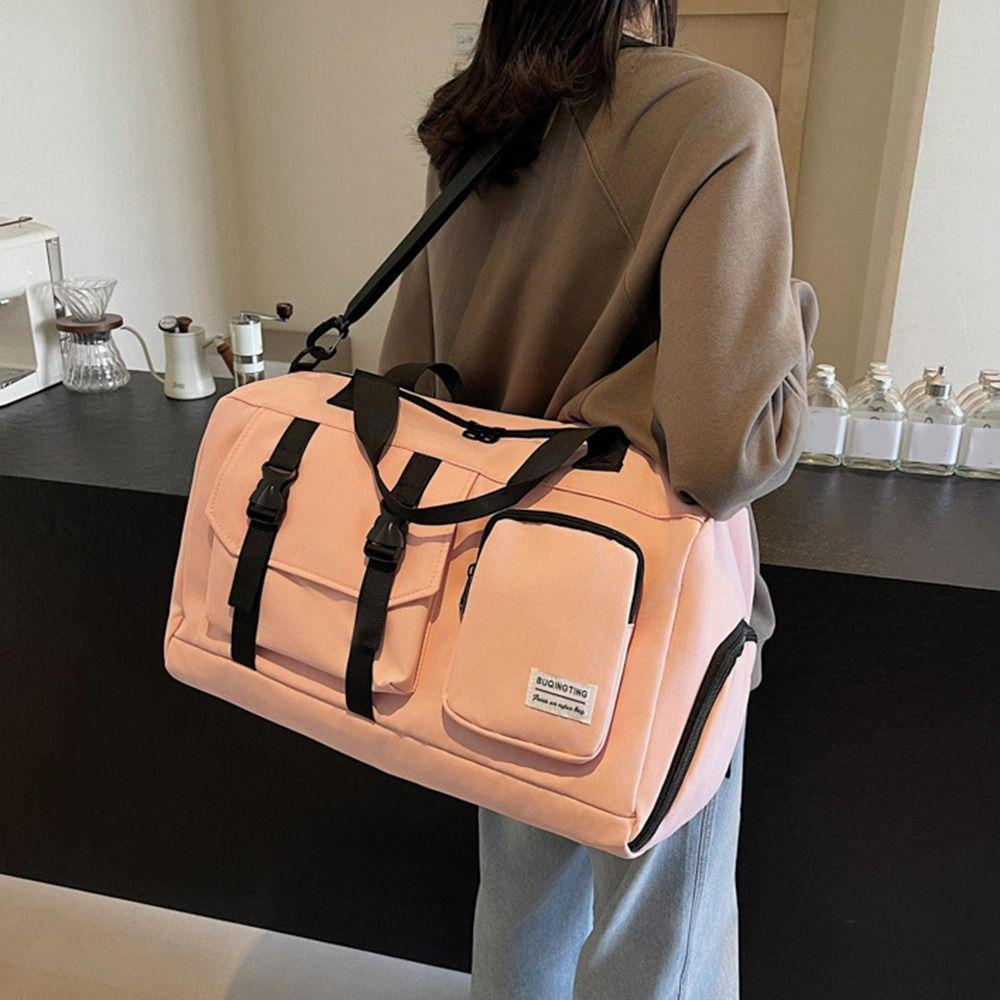 

Single Shoulder Fitness Duffel Bag Lightweight Weekender Bag Travel Luggage Bag for Travel бежевий