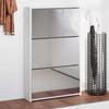 Vidaxl Shoe Cabinet With 3 Shelves And Mirror, Oak Color 63X17X102.5 Cm