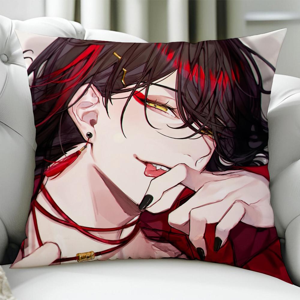 Vtuber Vox Akuma Cute Anime cushion cover Birthday Anniversary Gifts Double Sided Printed Zipper Cushion Cover Soft Skin Bedding