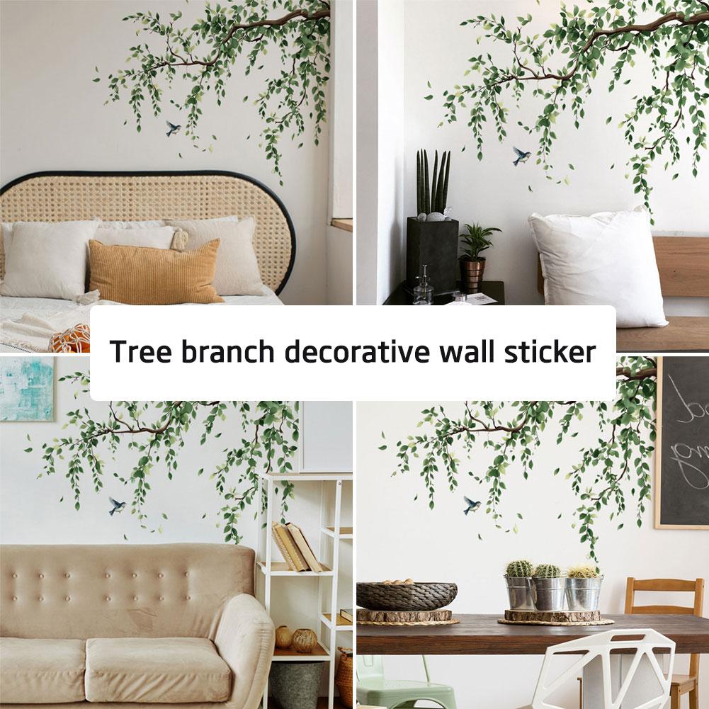 2 Stück/Set Baumäste Blätter Vögel Wandaufkleber Abnehmbare Selbstklebende Aufkleber Schlafzimmer Wohnzimmer Dekorationszubehör