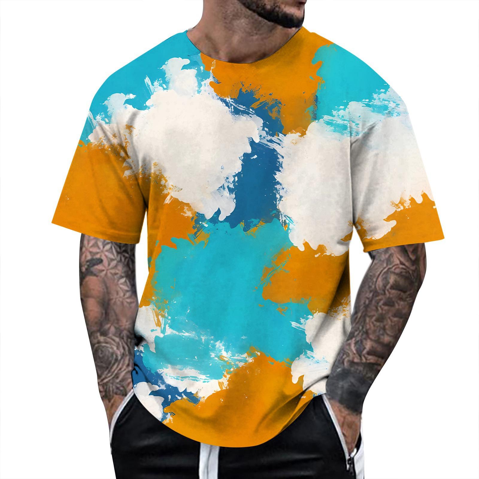 

Футболка Summer Fun с 3D-узором Tie Dyeing, цветная роспись, 3D-печать, мужская футболка с коротким рукавом 6XL