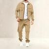 Set da Uomo Vintage Americano Aviatore Lavoro Largo Giacca con Collo a Revers e Pantaloni Lunghi