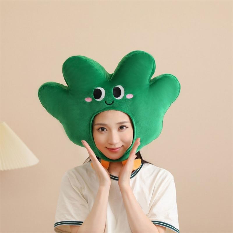 Novel Funny Little Grass Headgear Plush Little Grass Hat Cartoon Plant Headgear Hat Photography Props for Women Men