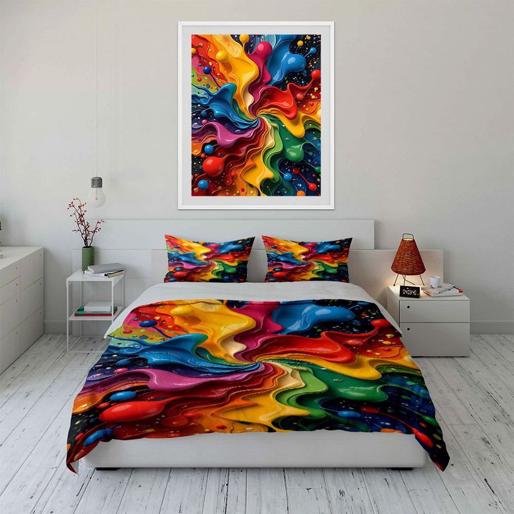 Swirling Colorful Paint Splashes. Bedding Sets Duvet Cover Sets Duvet Covers Pillowcases(1 * Duvet Cover 2 * Pillowcases Without Duvet Insert)