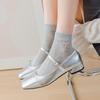 5 Paar Graue Socken Damen Sommer Dünne Einfarbige Baumwollsocken Kurze Schleife Nahtlose Socken Ballett Wind Hohlmaschen Bootssocken