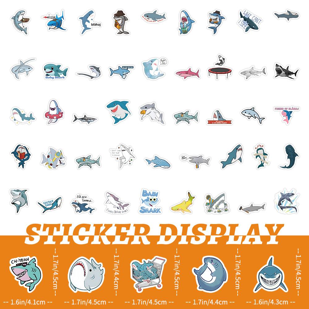 100 Cartoon Shark Stickers Graffiti Children's Pencil Case Scooter Guitar Meal Card Waterproof Stickers
