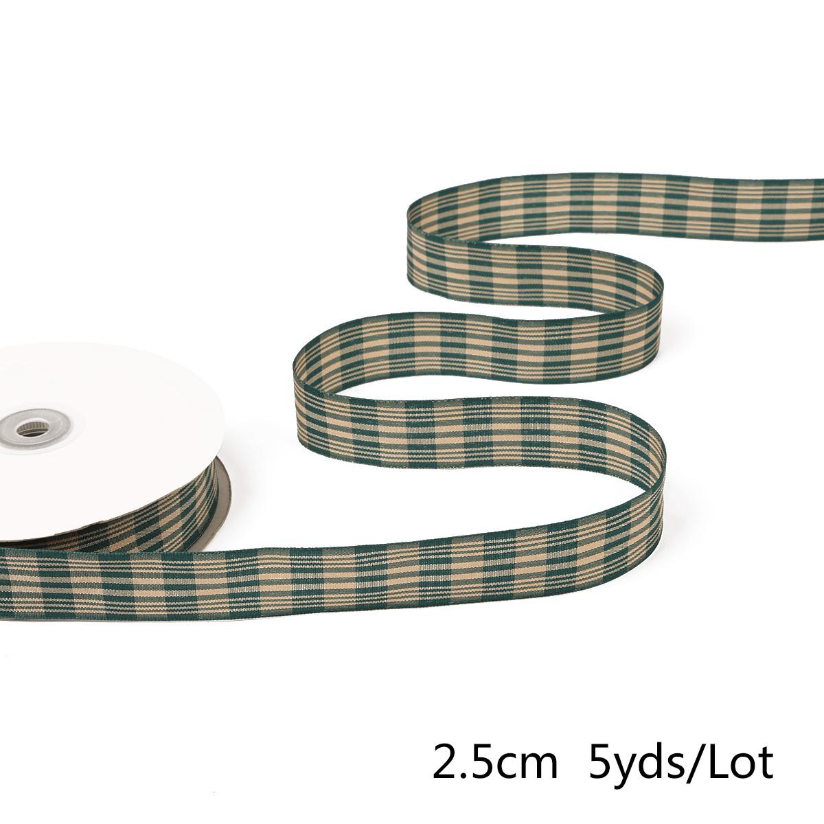 

4,5-метровая шотландская клетчатая сетка с принтом лента для самостоятельного украшения дома, упаковки подарков, рождественских вечеринок, украшений зелёный