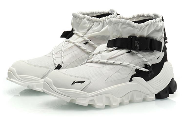 Li Ning Aurora Mountain Travel High Top Sports Casual Shoes Men's White Black AGLP155-5