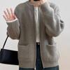 Double Zipper Solid Color Sweater Cardigan Women's Loose Casual Knitted Jacket