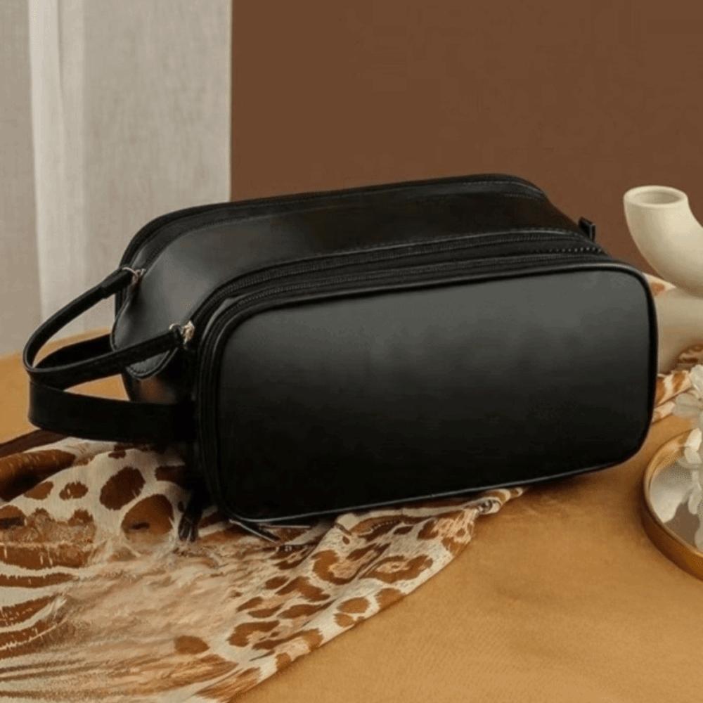 Double Zipper Multifunctional Makeup Bag Large Capacity Cosmetic Handbag  For Women