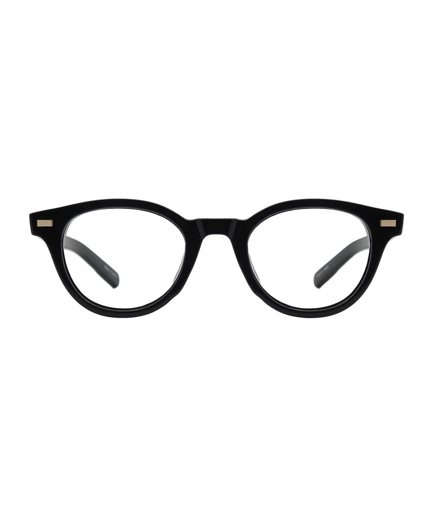 Oateu Wilde Black Round Blue Light Blocking Horn-Rimmed Glasses