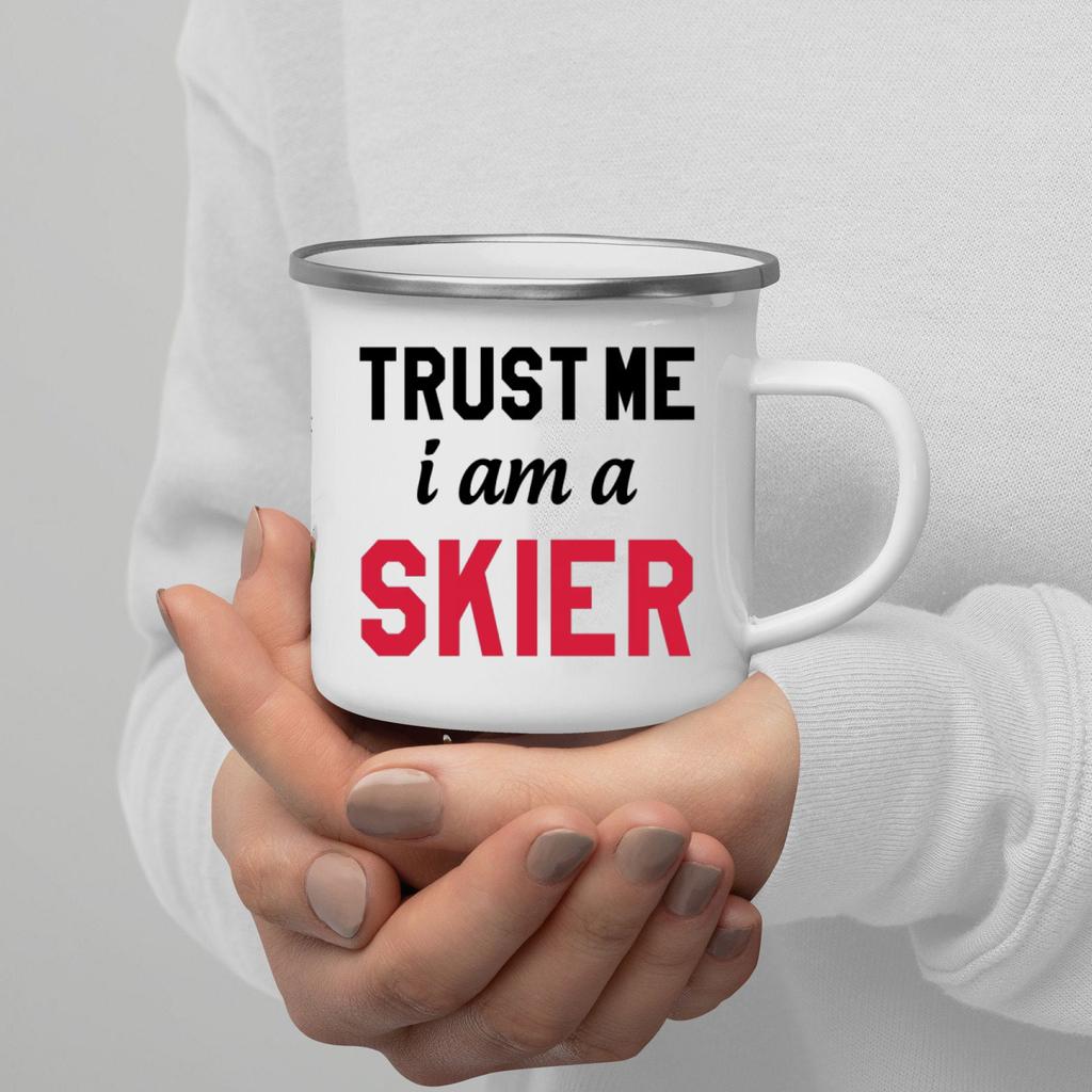 Trust Me I Am Print Enamel Coffee Mug With Handle Wine Beer Drink Juice Cola Cups Milk Mug Best Outdoor Festival Gift Outdoor