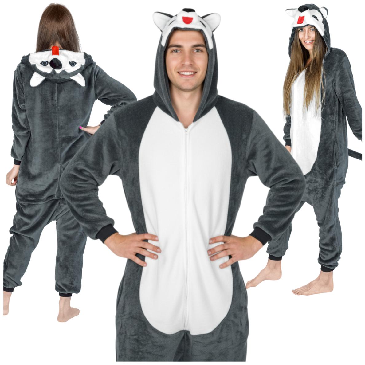 Silti vīriešu pidžamas kigurumi haskija vienas