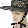 Breathable Costume Hat Vintage Korean Gat Hat, Black Mesh Wide Brim Joseon Dynasty Crisp Fabric Scholar with Neck Strap, Halloween Cosplay Accessory