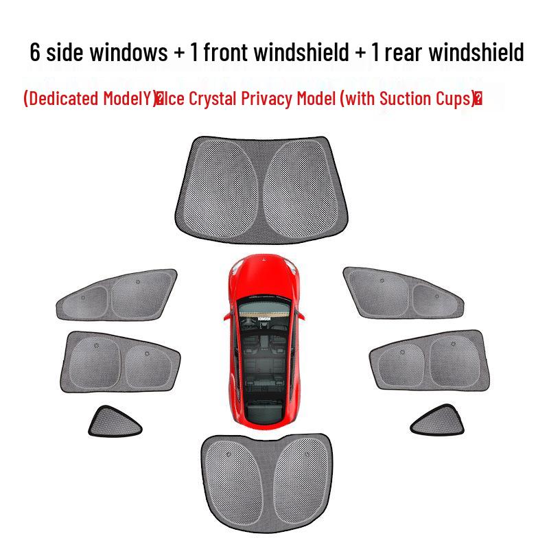 Tesla Model 3/Y Sunshade with Suction Cup - Ice Crystal Opaque Side Window Protection