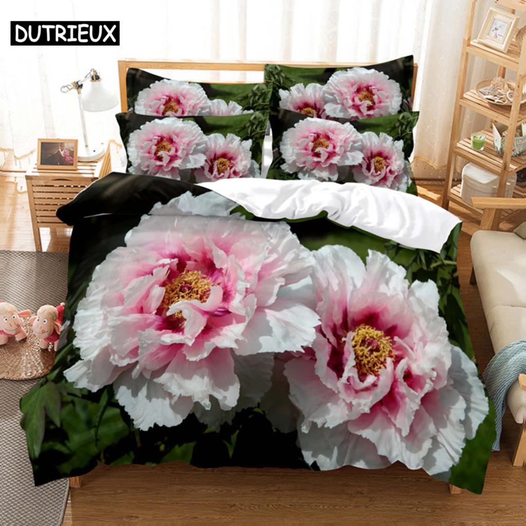 Comforter Pink Rose Bedding Set Linens Quilt Comforter 3D Pillow Case Double Full King Queen Twin Single 3Pcs 2Pcs Home Texile