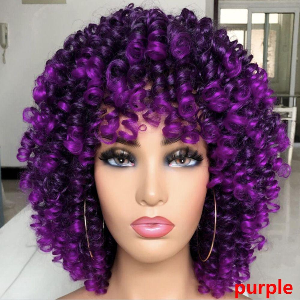 Short Wig Afro Kinky Curly Synthetic Wigs for Women's Fashion Full Wig With Bangs African Women Hair Wig Brazilian Fancy Cosplay