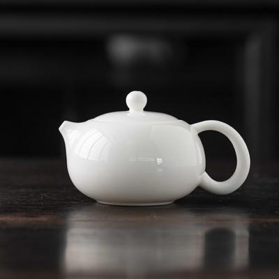 High-grade Suet Jade Porcelain + Teapot Single Pot Xishi Pot Household Kung Fu Tea Set Filter Brewing Teapot Simple