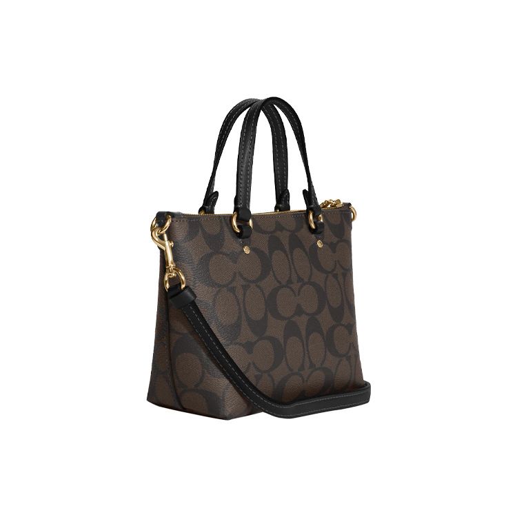 Coach Galleria 20 Chiusura con Cerniera Doppio Scomparto per Carte Tela Rivestita Firmata e Pelle Liscia Borsa a Mano/Spalla/Crossbody Piccola CA721-IMAA8