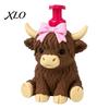 Empty Pump Bottle Highland Cow Soap Dispenser, Pink Bow Cattle Refillable Hand Dispenser Bottle, Plastic for Bathroom, Housewarming Gift Bathroom