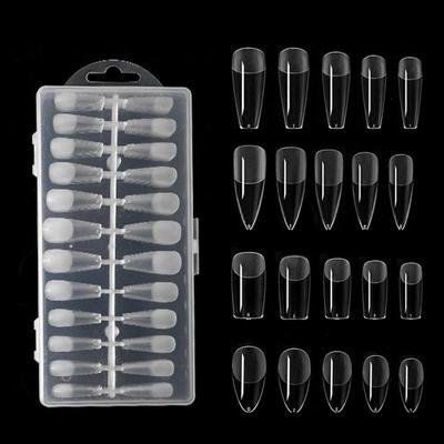 Seamless Matte Ultra-Thin Transparent Half Frosted Nail Tips - Long Pointed Ballet Almond Shape