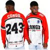 2026 DR Congo Commemorative Long Sleeve T-Shirt, 3D Printed Flag Pattern Breathable Sports Casual Tops for Men Women