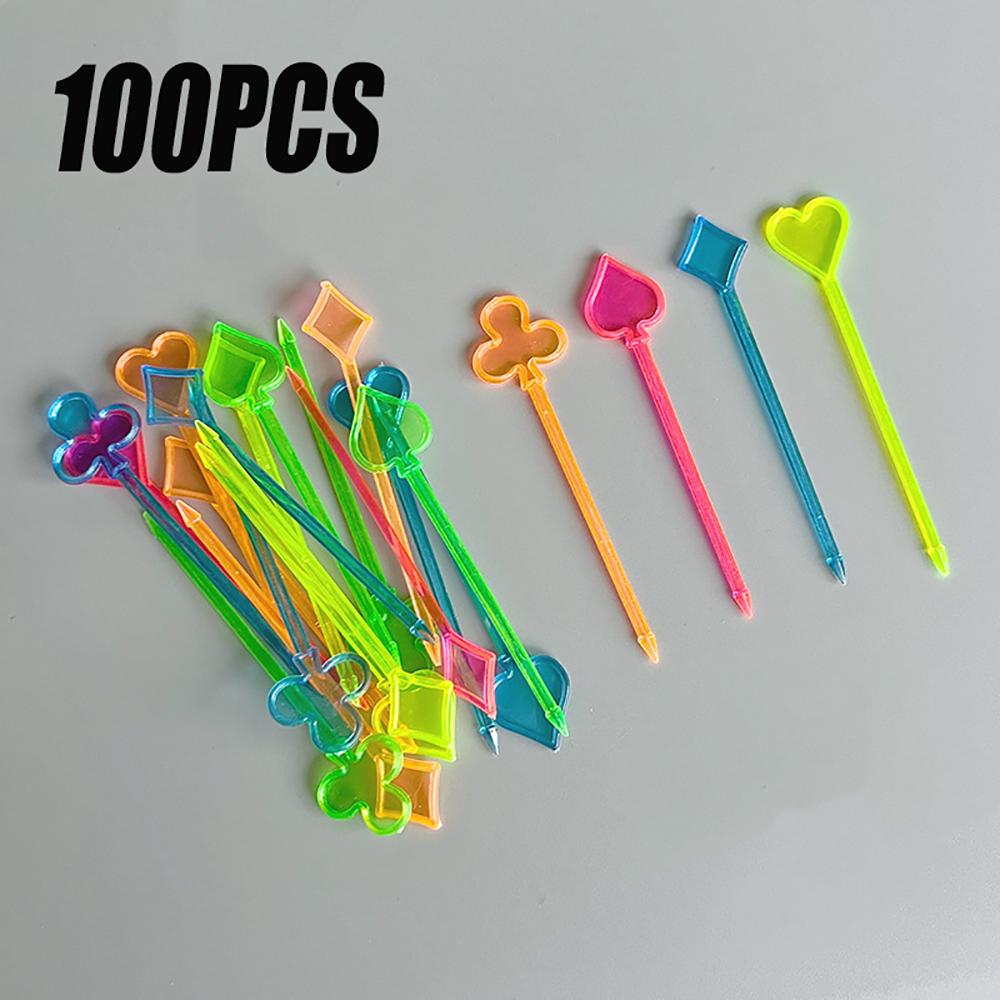 100Pcs Animal Flamingo Heart Party Supplies Food Pick Buffet Fruit Fork Snack Cake Dessert Salad Sticks Cocktail Toothpick Skewe