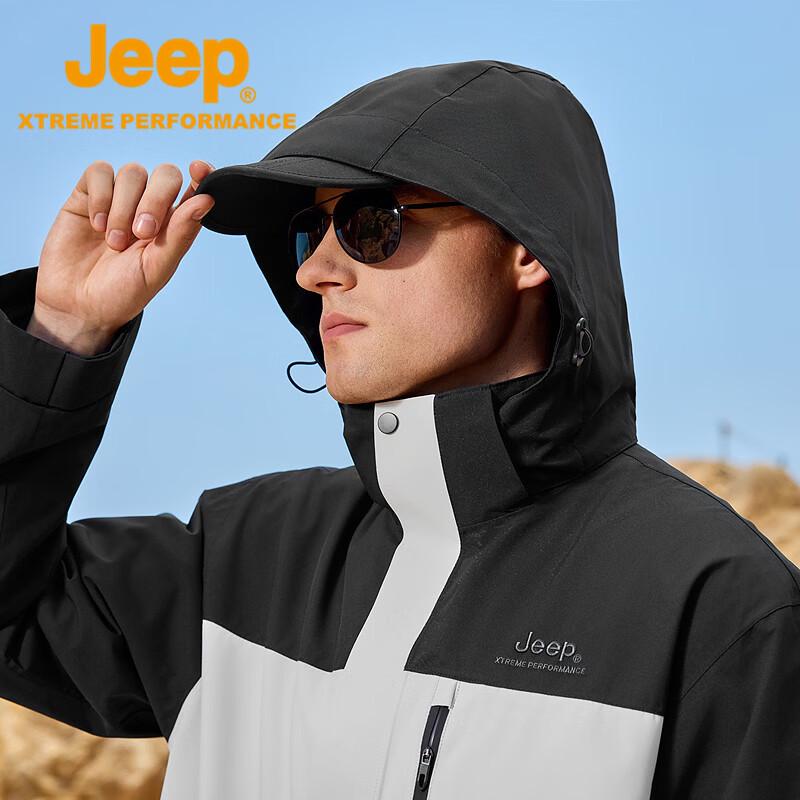 JEEP Men's 3-in-1 Outdoor Windproof Waterproof Jacket with Fleece Liner