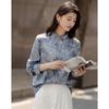 Dermana Ink Dye Vintage Print Long Sleeve Polo Shirt