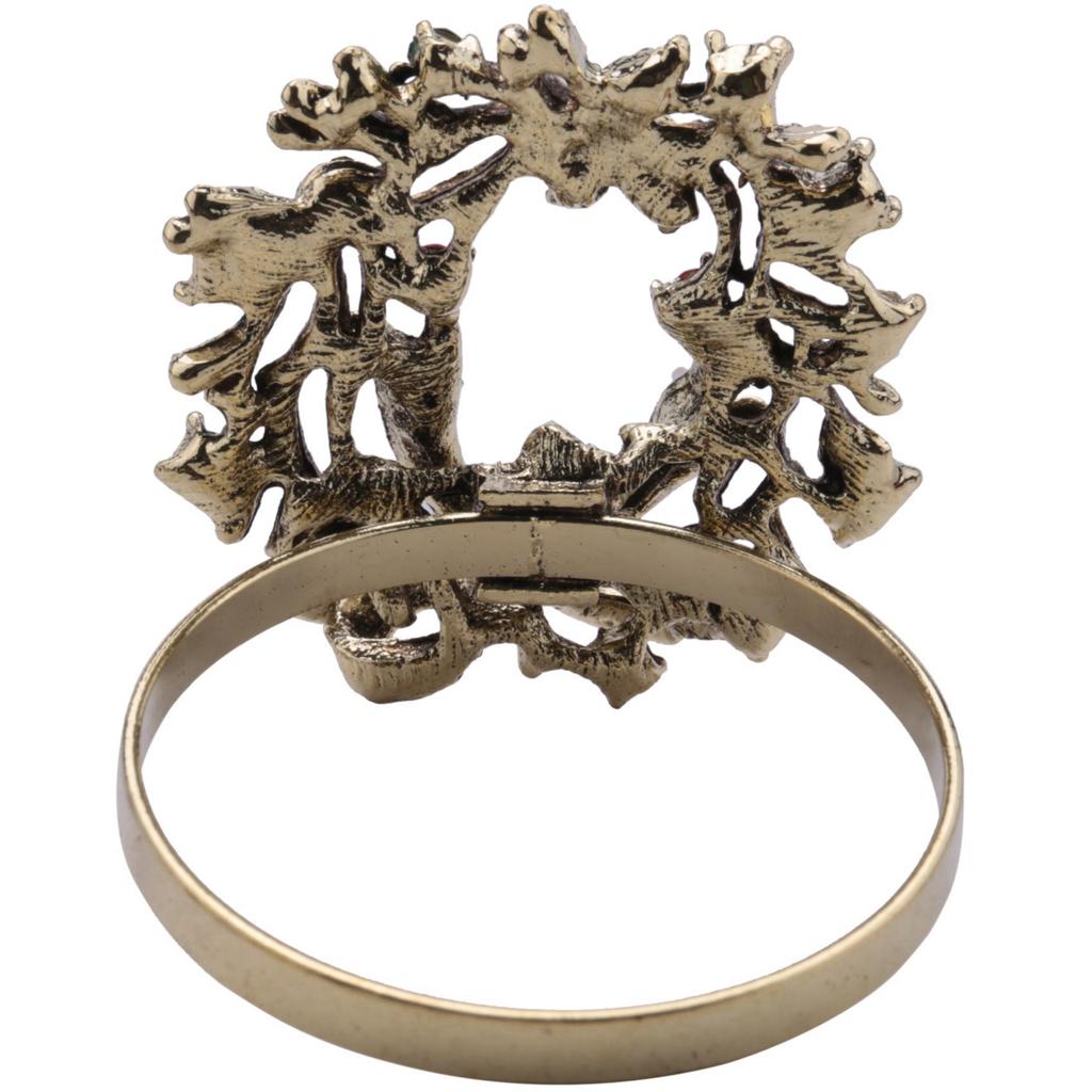 ABBY-18Pcs Christmas Wreath Napkin Rings Metal Napkin Buckle Napkin Holder Napkin Circle