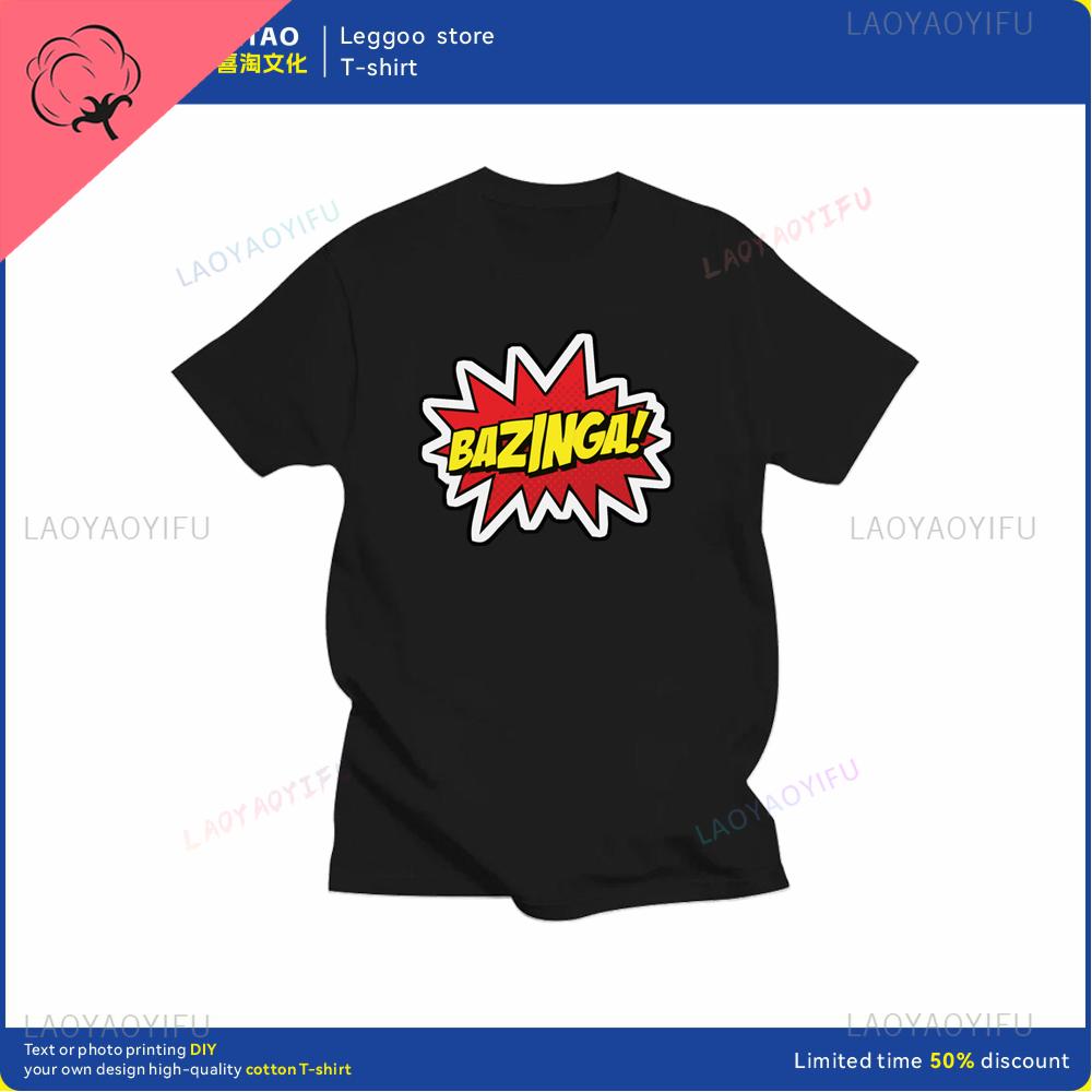 Big Bang Theory Bazinga Tshirt Mens Cotton Shortsleeved Sheldon Cooper Casual Everyday Streetwear