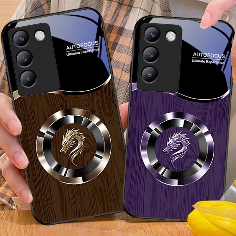 Circle Dragon Für Y72 33S 11 03 36 96 Lite 35 16 Iqoo 12 V40 SE 5G 29 40 21 30 X80 Pro Vivo Hartglas Handyhülle Schwarz