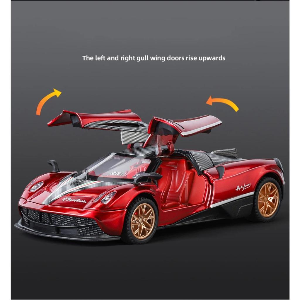 1/32 Pagani Huayra BC Supercar Alloy Muscle Car Model Sound and Light Pull Back Children's Toy Collectibles Birthday Gift