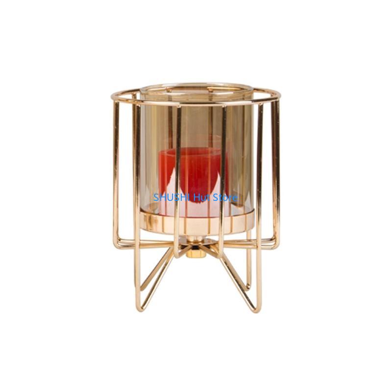 Wrought Iron Holder Geometric Tealight Holder Candlestick Flower Vase D57B