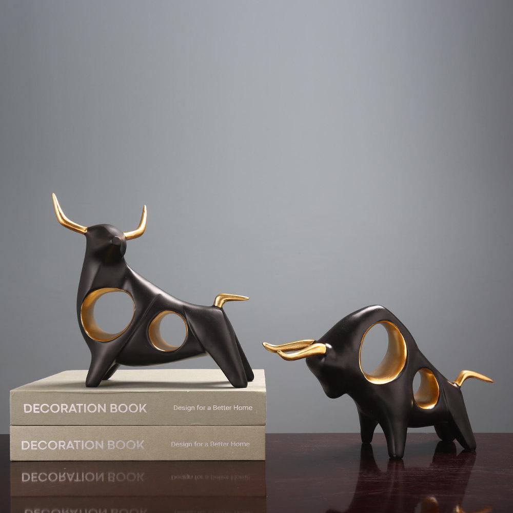 Modern Resin Cow Figurine: Creative Home & Study Decoration, Perfect Gift