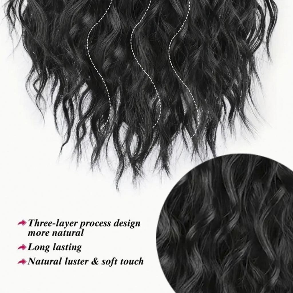 Messy Bun Hair Pieces Loose Wavy Curly Bun Short Drawstring Ponytail Hair Extensions Top Synthetic Ponytail Women's Hair Extensions